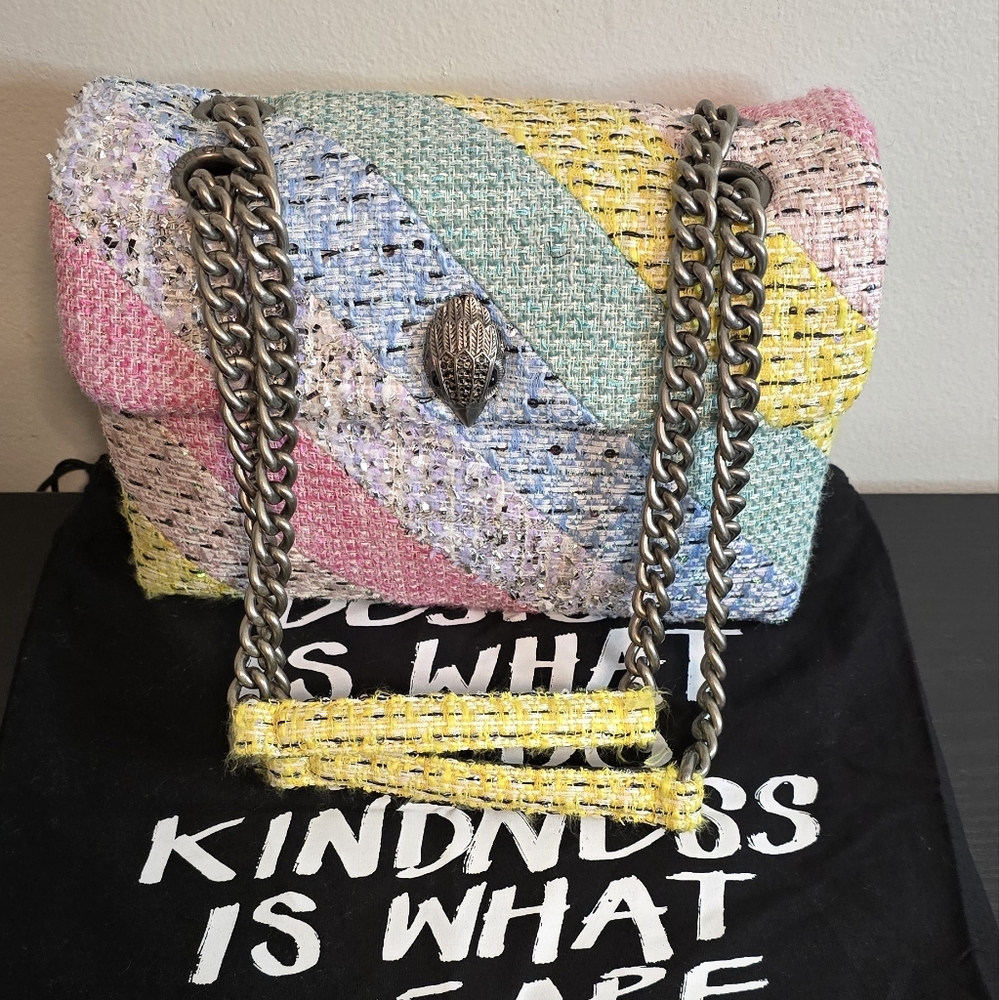 Kurt Geiger Multicolor Tweed Chain Strap Bag